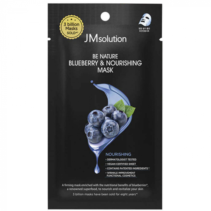 JMsolution Маска тканевая питательная с экстрактом голубики Be Nature Blueberry&Nourishing Mask 24мл